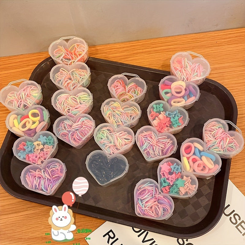 320pcs Macaron Hair Accessories Elastic Hair Tie Claw Clip