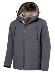 Men's Warm Fleece Hooded Jacket Zip Up Coat for Fall Winter Outdoor