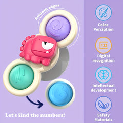 ROYLANZ 3pcs Dino Suction Cup Spinner Toys Set for Kids