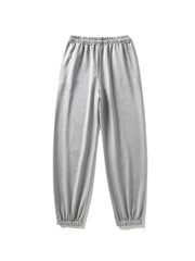 Heart Print Casual Sports Pants Solid Drawstring Couple Jogging Pants