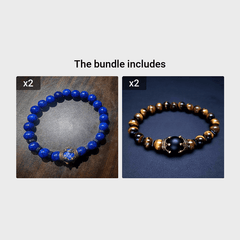 Crown Tiger Eye Bead Bracelet Men's Jewelry