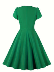  Casual Dress Women's Plus Solid Petal Sleeve Dress