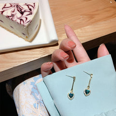 925 Silver Needle Zircon Green Crystal Earrings