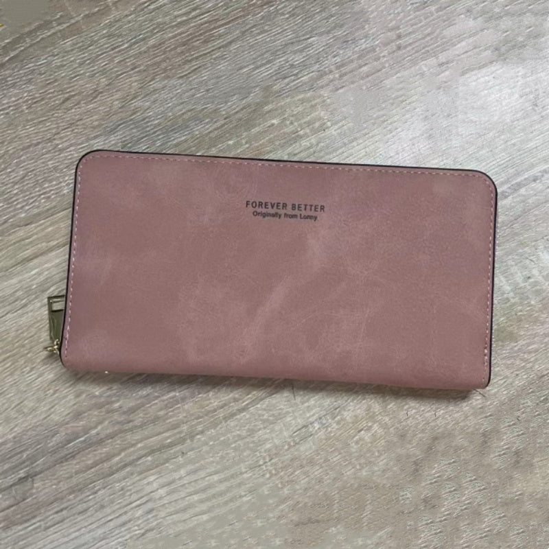 Women's Vintage Long Clutch Purse Faux Leather Coin Purse Zipper Bag