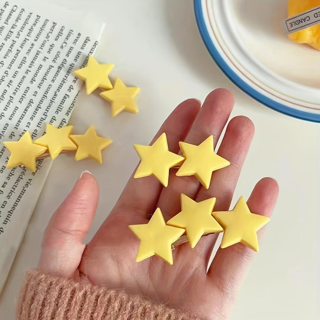 Yellow Star Hair Clip - Duck Billed Clip for Women Girls Baby