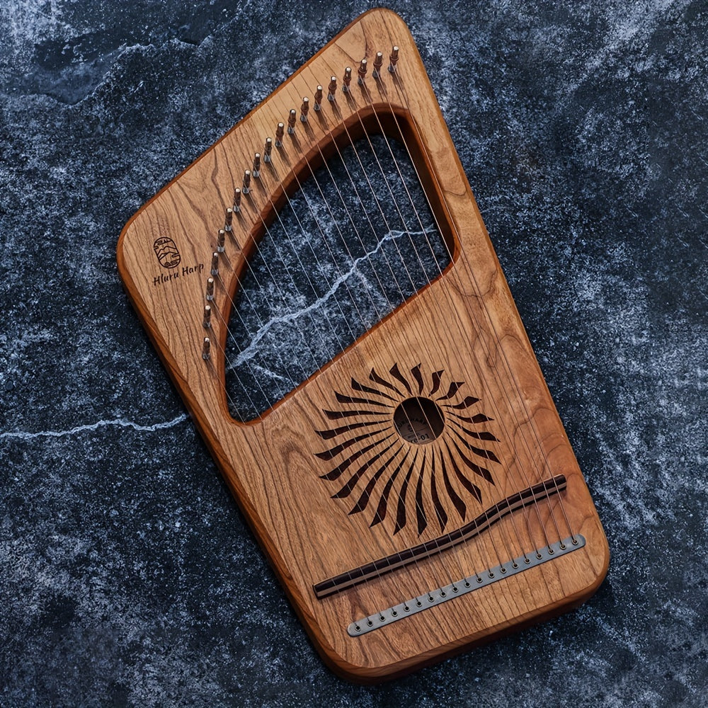 Hluru Lyre Harp 7 19 String Cherry Wood Professional Leyaqin Portable