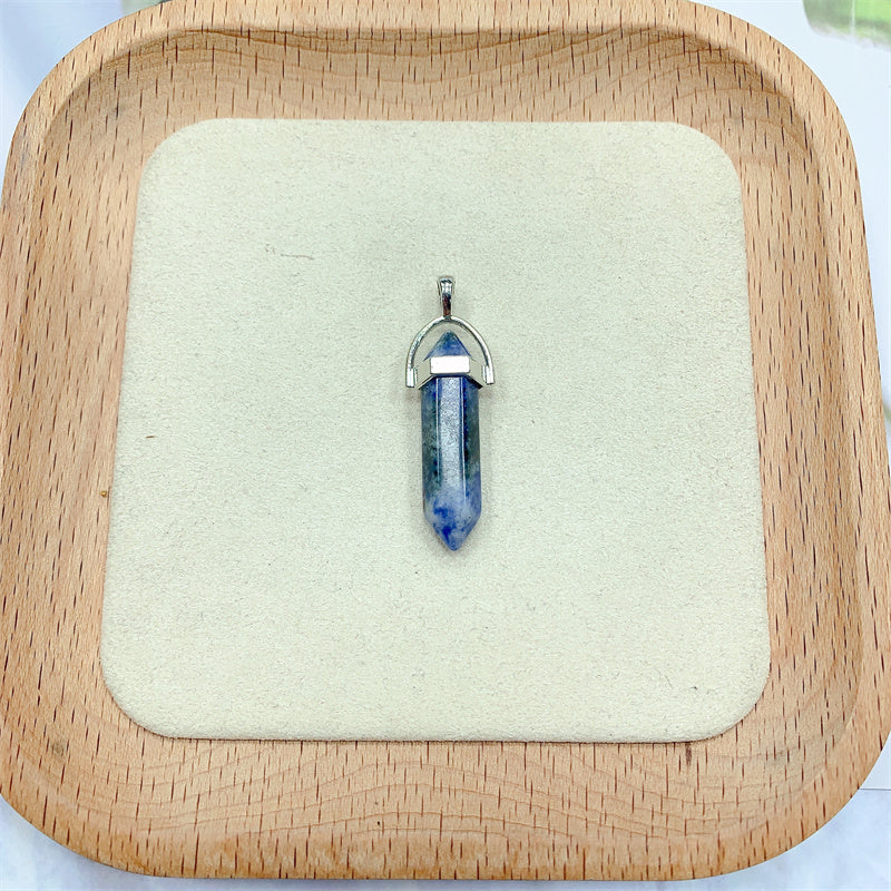 Crystal Tower Pendant Natural Quartz Point Wand Charm Obelisk 41mm