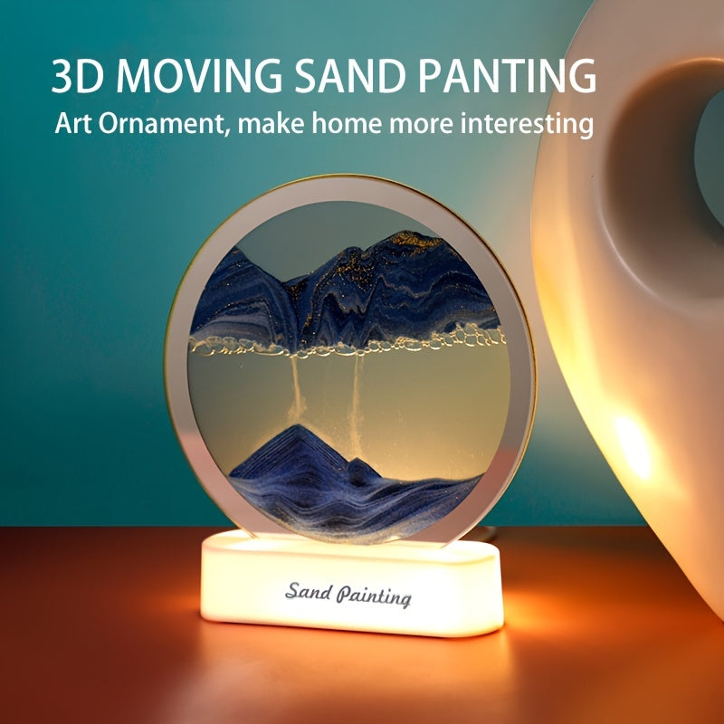 Sand Art Table Lamp USB LED Craft Quicksand Natural Landscape Flowing