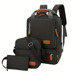 3Pcs Laptop Backpack Set Casual Top Handle Schoolbag With Crossbody Bag