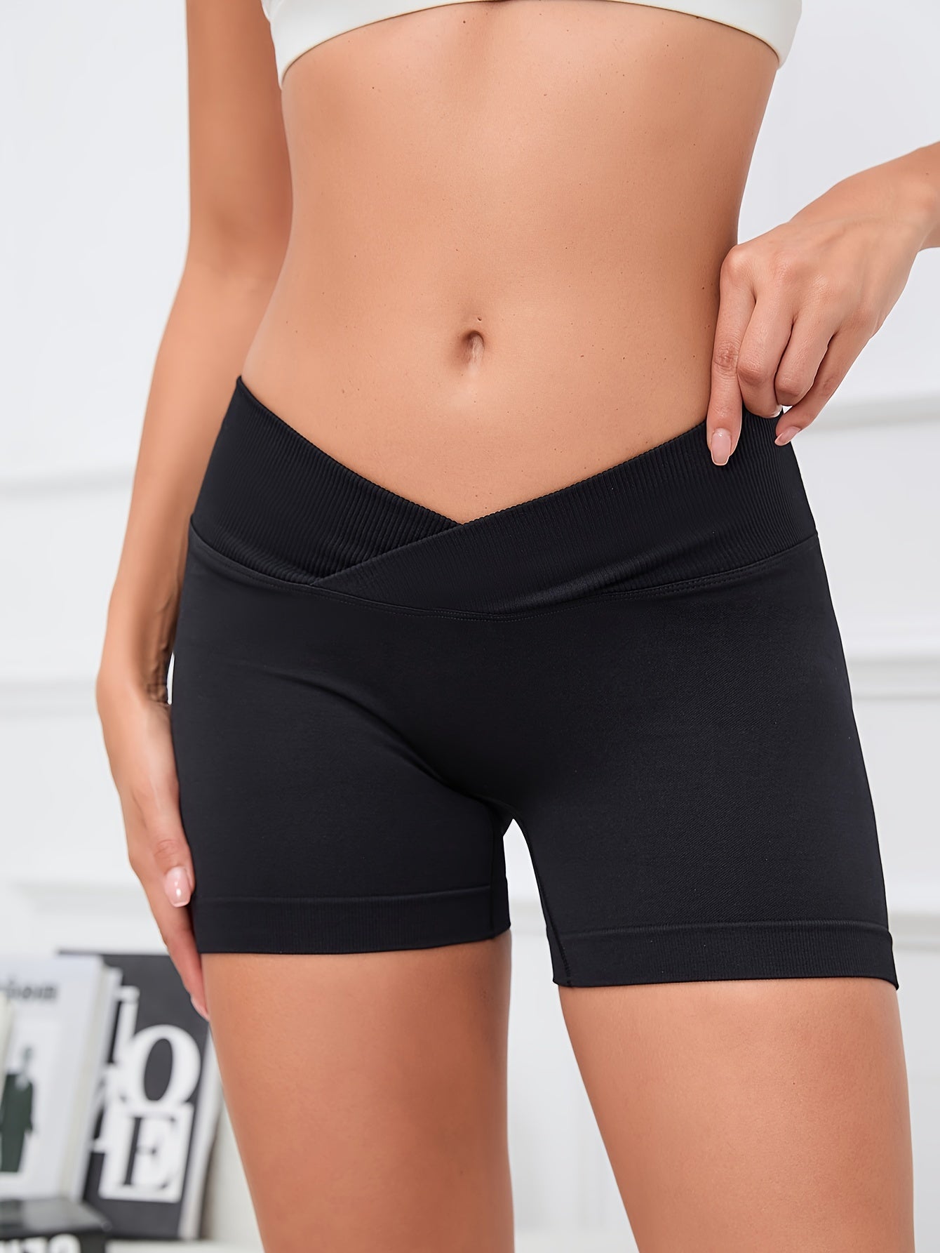 High Stretch Cross Waist Yoga Shorts for Women