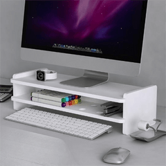 Wooden Computer Stand with Storage Box for Home and Office
