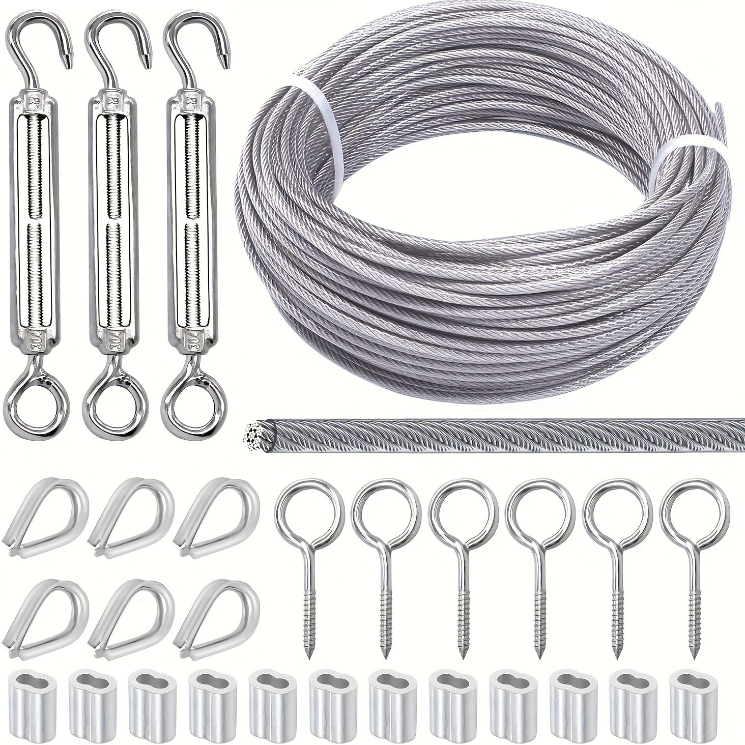 139.7cm Wire Rope Outdoor Hanging Kit with Turnbuckles and Hooks