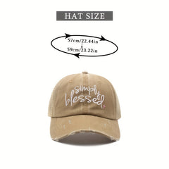 Blessed Ponytail Trucker Hat Embroidered Ripped Washed Distressed Baseball Cap