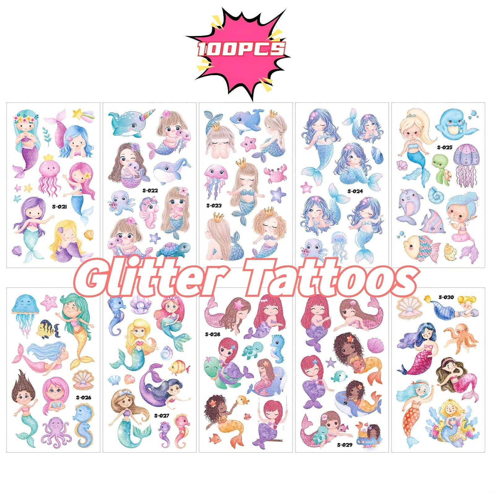10pcs 100 Temporary Tattoos Body Stickers For Kids Birthday Party