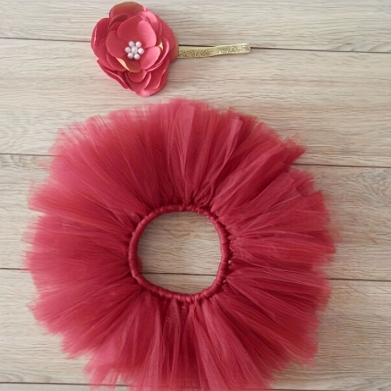2pcs Baby Girl Tutu Skirt Photo Props Newborn Clothes Photography Accessories