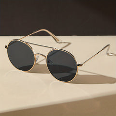 Retro Round Metal Sunglasses UV400 for Driving Beach Travel