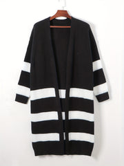  Colorblock Stripe Long Sleeve Cardigan