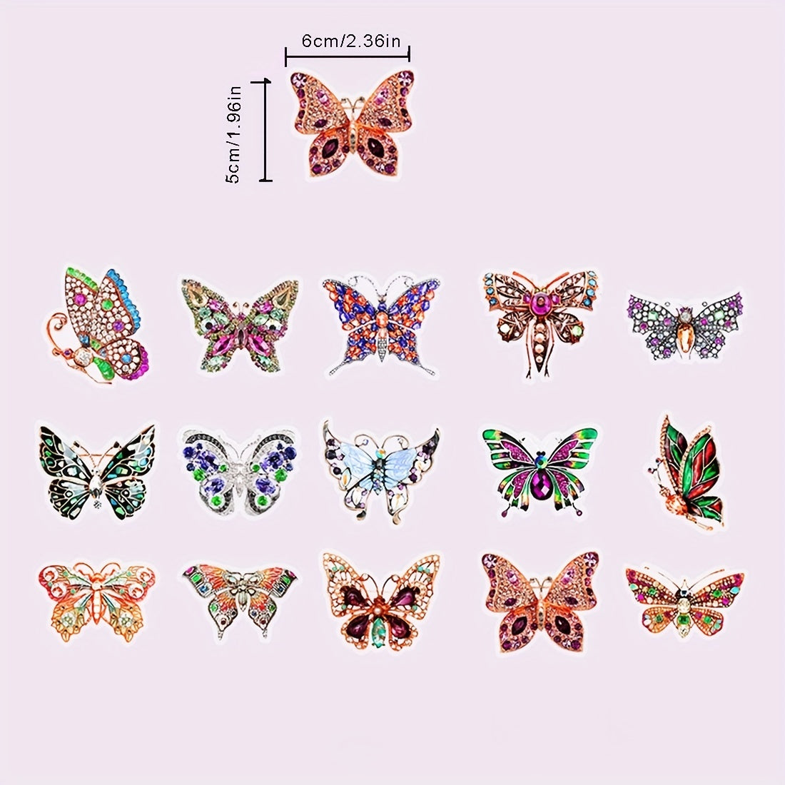 30pcs Crystal Butterfly Stickers for Journaling Scrapbooking Wall Crafts