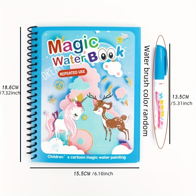 Watercolor Magic Book Toddler Reusable Painting Animal Coloring Book