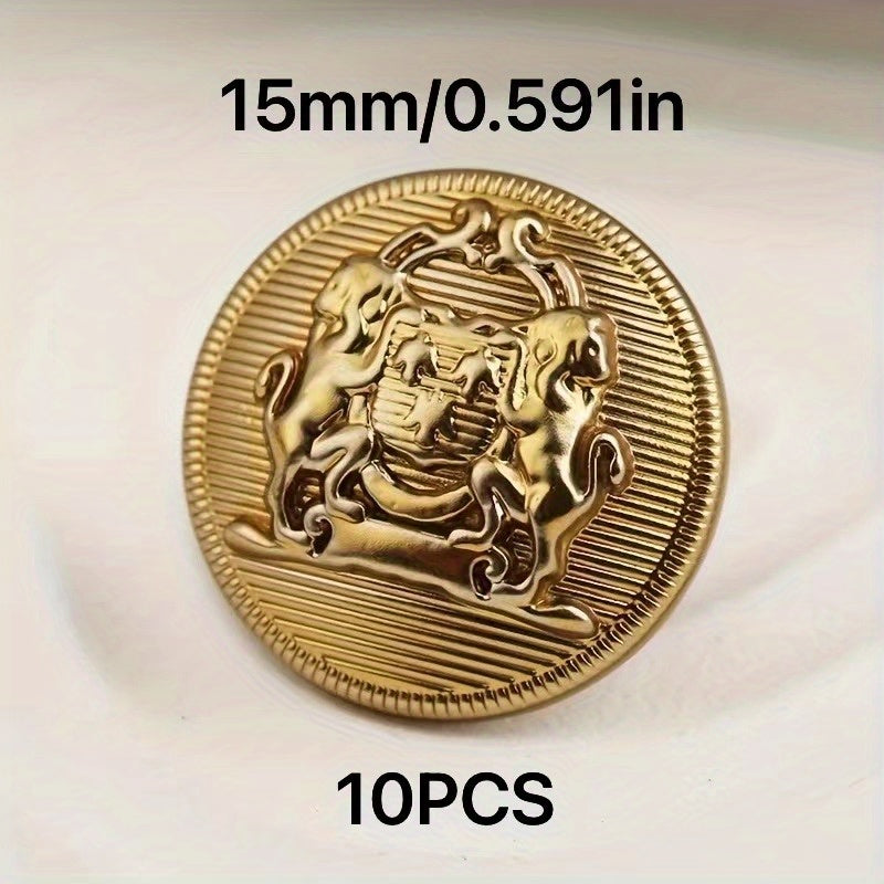 10pcs British Style Metal Double Lion Hand Sewing Coat Buttons