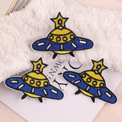 3pcs Alien Spaceship Embroidery Patches Iron on Cloth Stickers For Girls