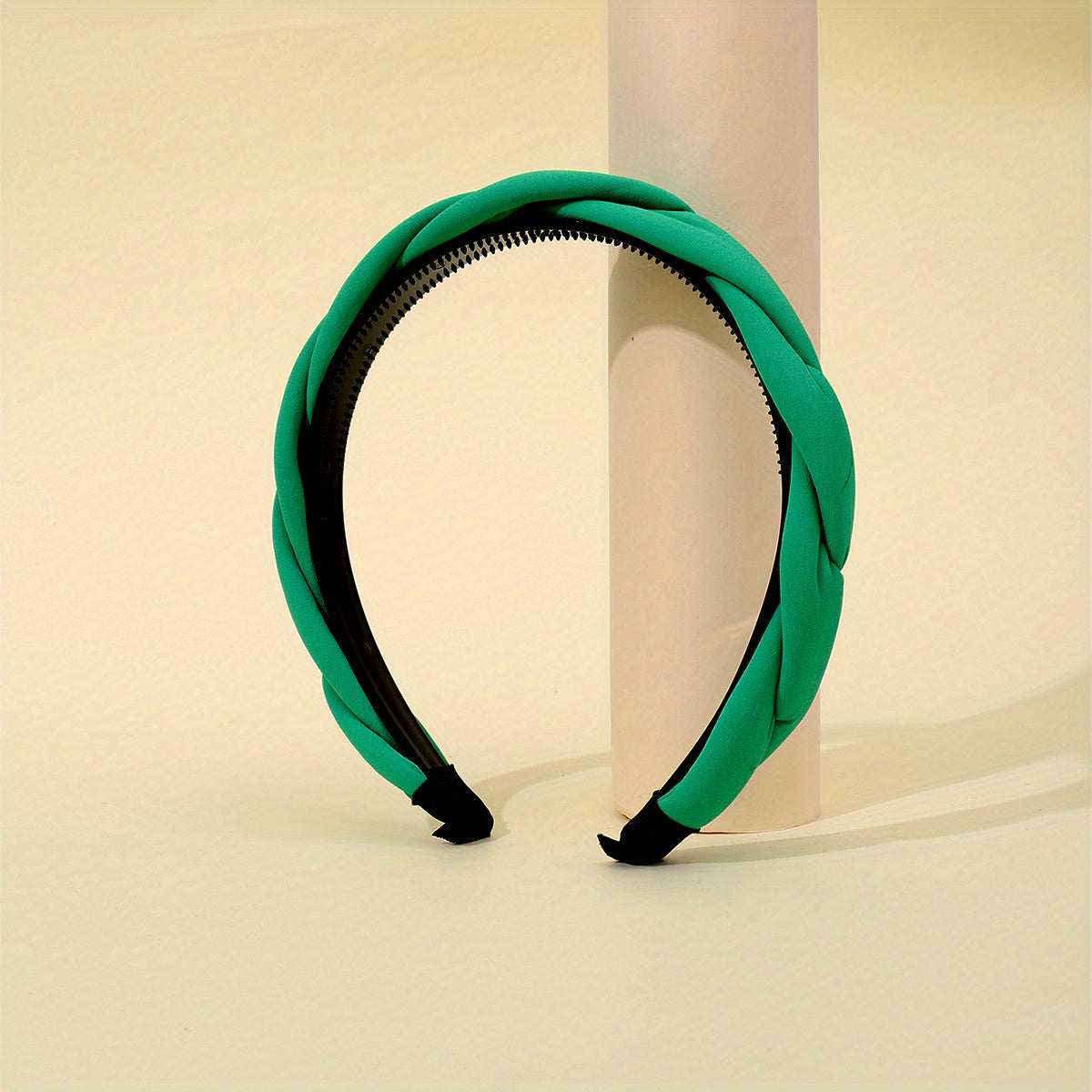 Green Braided Fabric Headband Twisted Padded Hairband for Woman