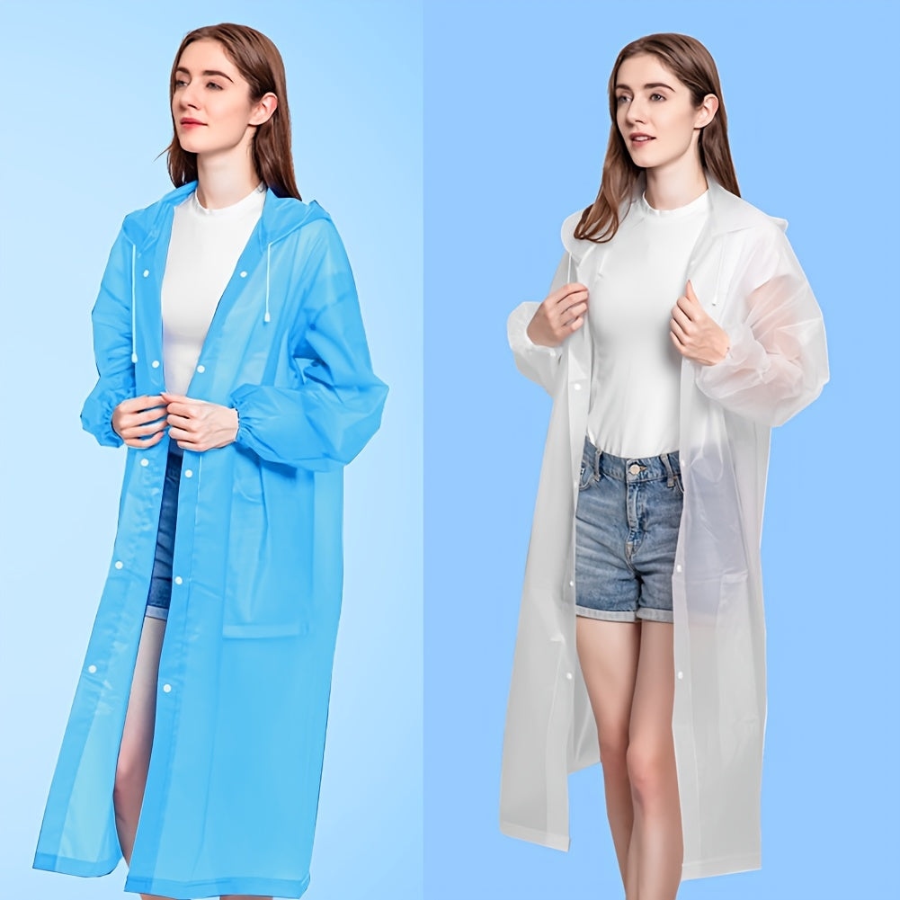 Waterproof Reusable Raincoat with Adjustable Hood for Outdoor Activities