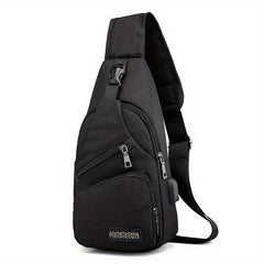 Men's Waterproof Crossbody Bag USB Charging Outdoor Chest Bag