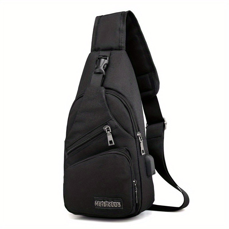 Men's Waterproof Crossbody Bag USB Charging Outdoor Chest Bag