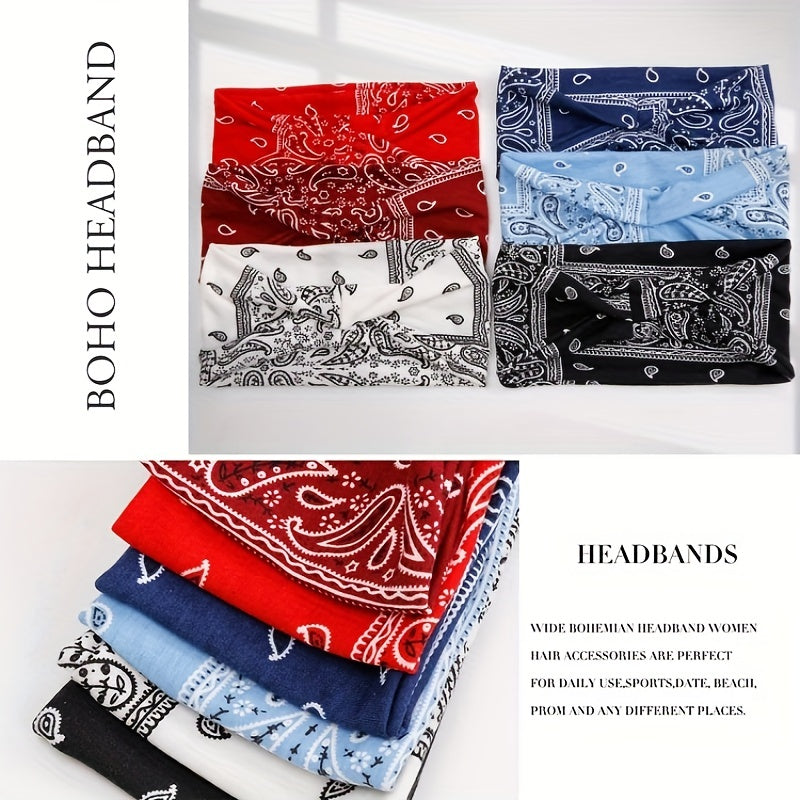Boho Style Print Headband Yoga Sports Sweatband Turban