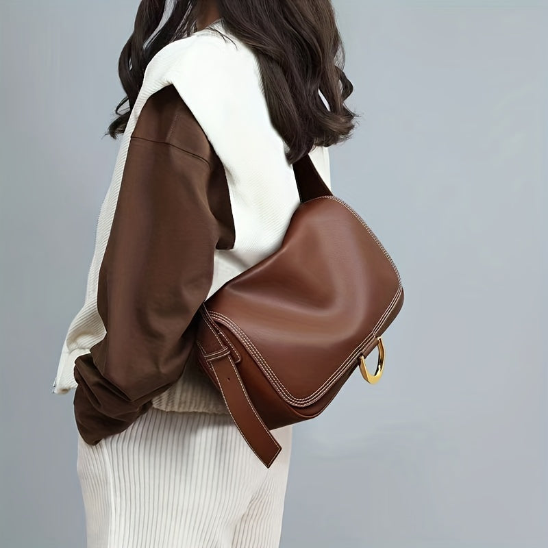 Flap Crossbody Bag Wide Strap Square Bag