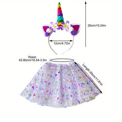 Girls' Rainbow Unicorn Headband & Skirt Set
