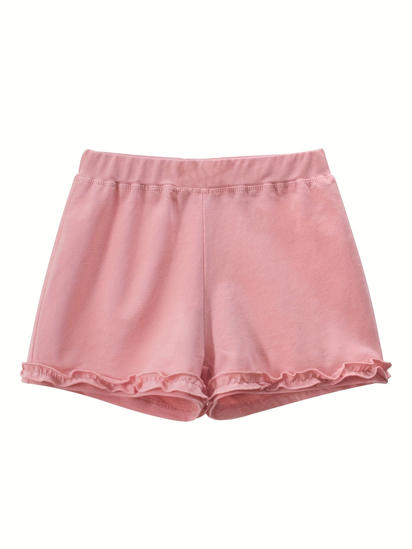 Toddler Girls Lace Trim Bow Front Elastic Waist Cotton Casual Shorts