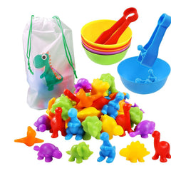 Dino Sensory Toys Set w/ Sorting Bowls & Matching Game for Toddlers