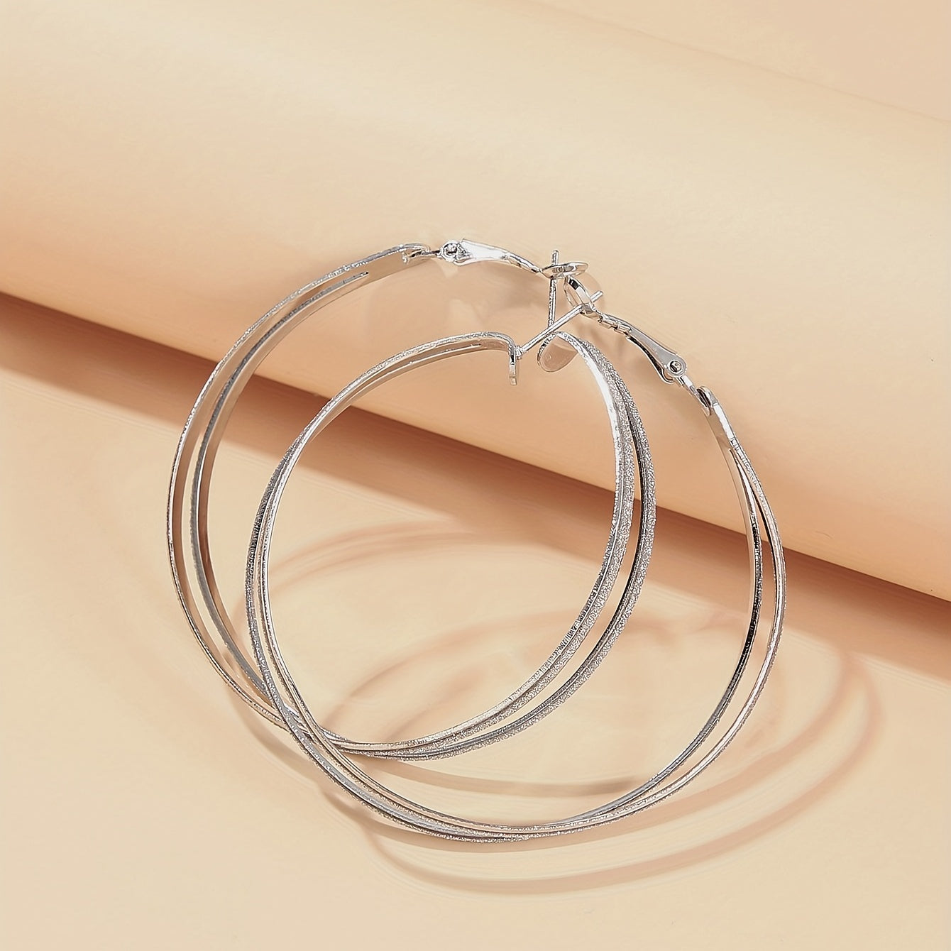 Boho Hoop Earrings With Beads Decor Stainless Steel Silver Plated Jewelry