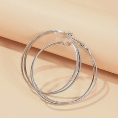 Boho Hoop Earrings With Beads Decor Stainless Steel Silver Plated Jewelry