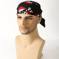 Skull Print Red Multifunctional Small Square Towel Men