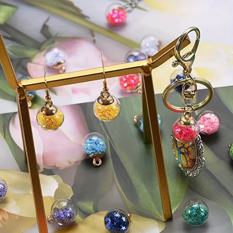 20pcs Mixed Colors Stars Glass Ball Wishing Bottle Pendant Charms DIY