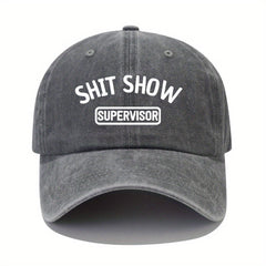 Vintage Funny Letters Print Baseball Cap Washed Distressed Dad Hat