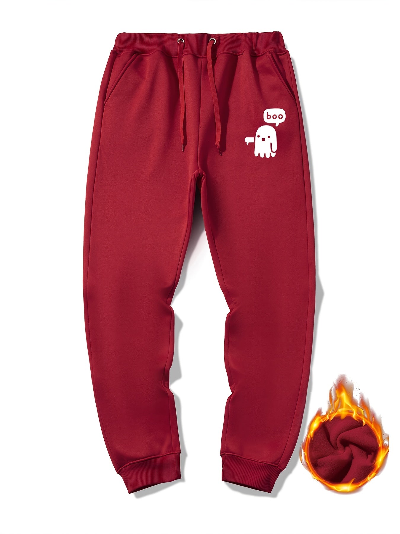 Cartoon Ghost Warm Sweatpants Men's Jogger Pants