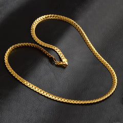 Classic Men's Whip Necklace 5mm Wide Golden Plated Silver for Birthday Party