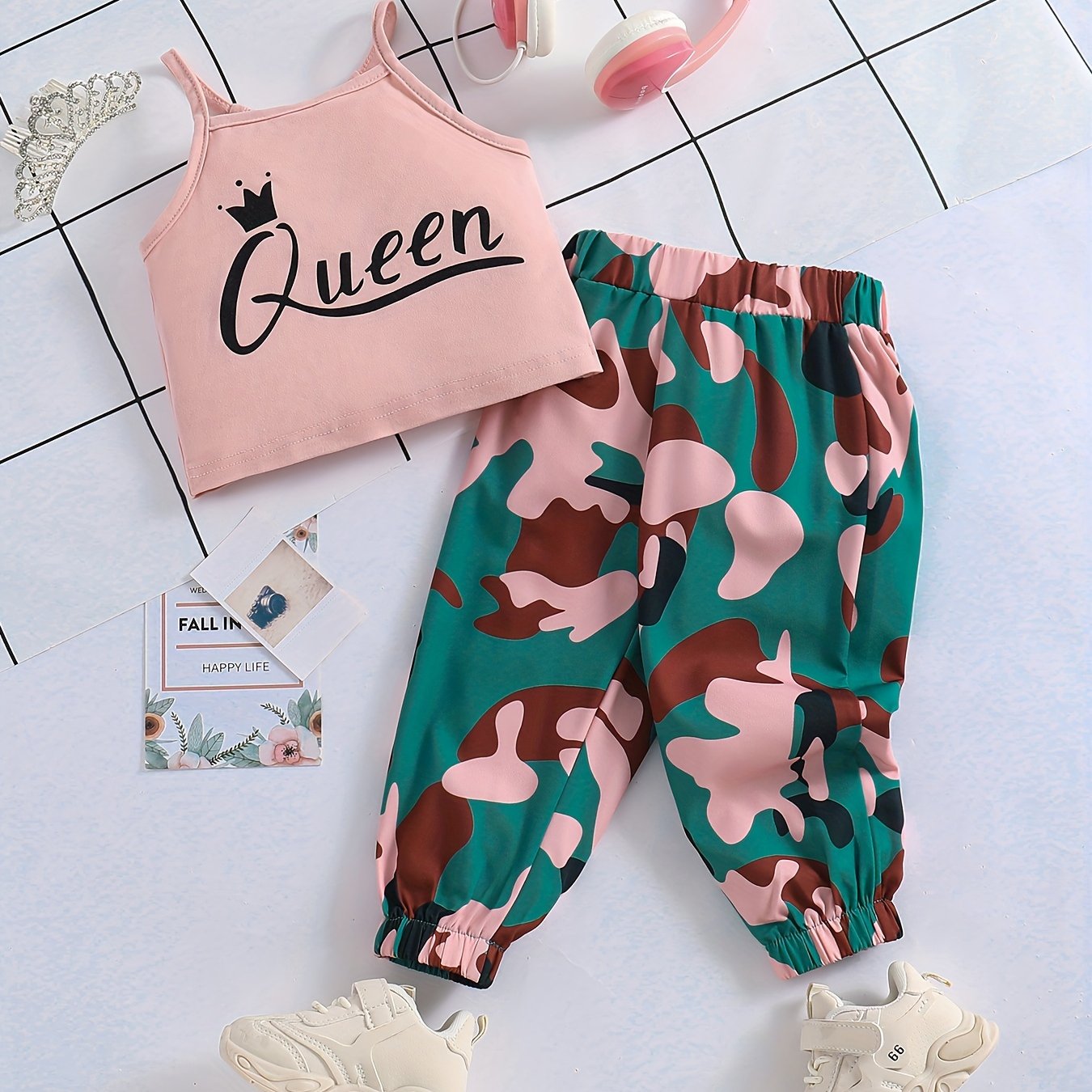 Summer Baby Queen Camisole & Camo Pants Toddler Outfit
