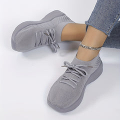 Women's Running Sports Shoes Lightweight Knitted Lace Up Sneakers