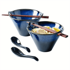 2pcs Ceramic Large Ramen Bowl Set 20oz Porcelain Soup Noodles Pho Udon Salad