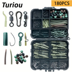 180pcs Carp Fishing Accessories Set w/ Storage Box Plastic Gear Supplies