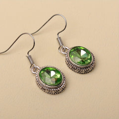 Ethnic Style Oval Glass Hook Earrings for Women