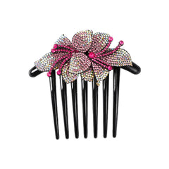 Vintage Crystal Hair Comb Barrettes Rhinestone Flower Clips Ponytail Holder