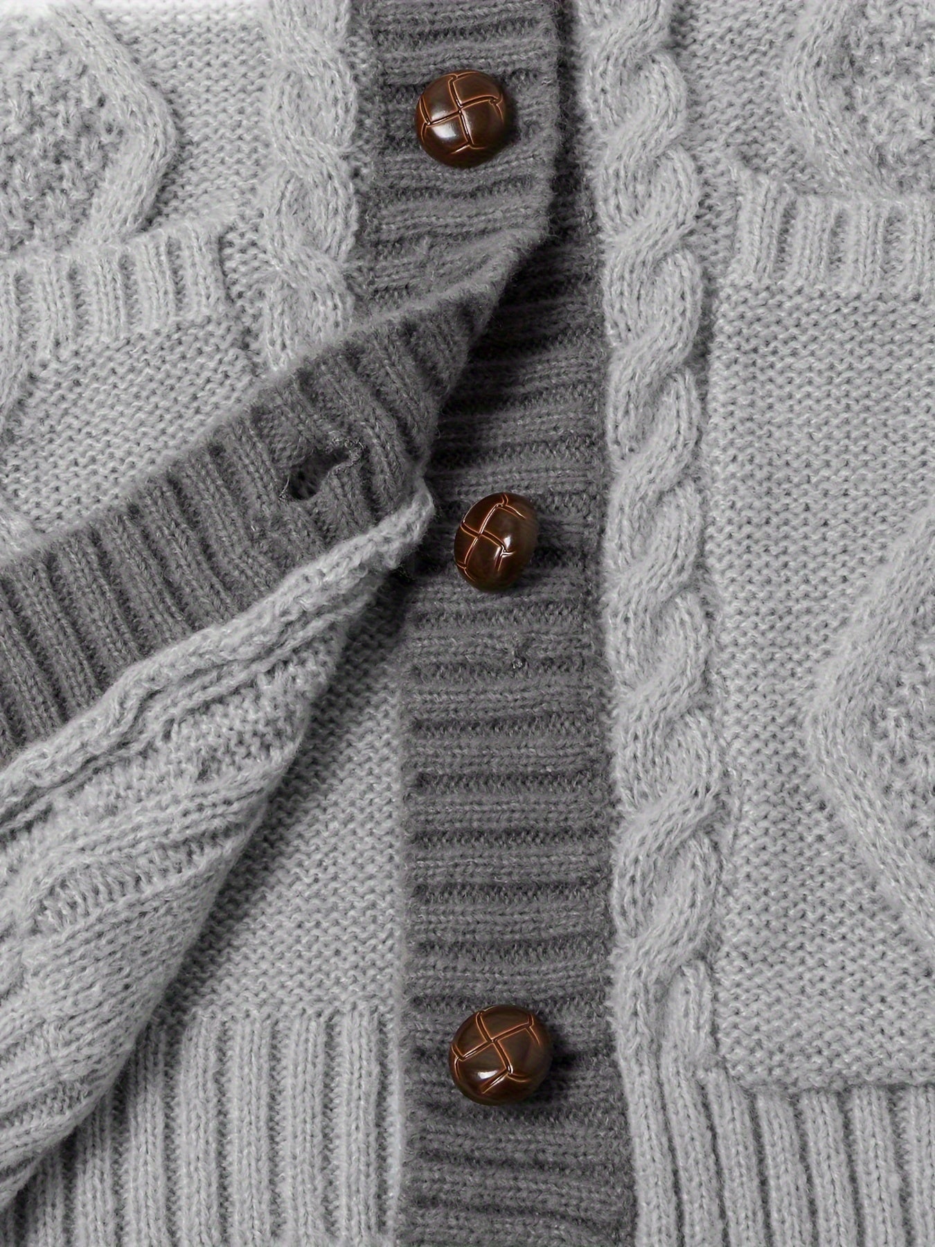  Colorblock Long Sleeve Button Up Sweater Cardigan