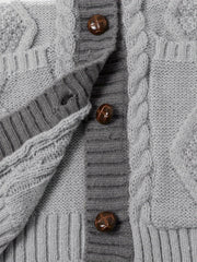  Colorblock Long Sleeve Button Up Sweater Cardigan