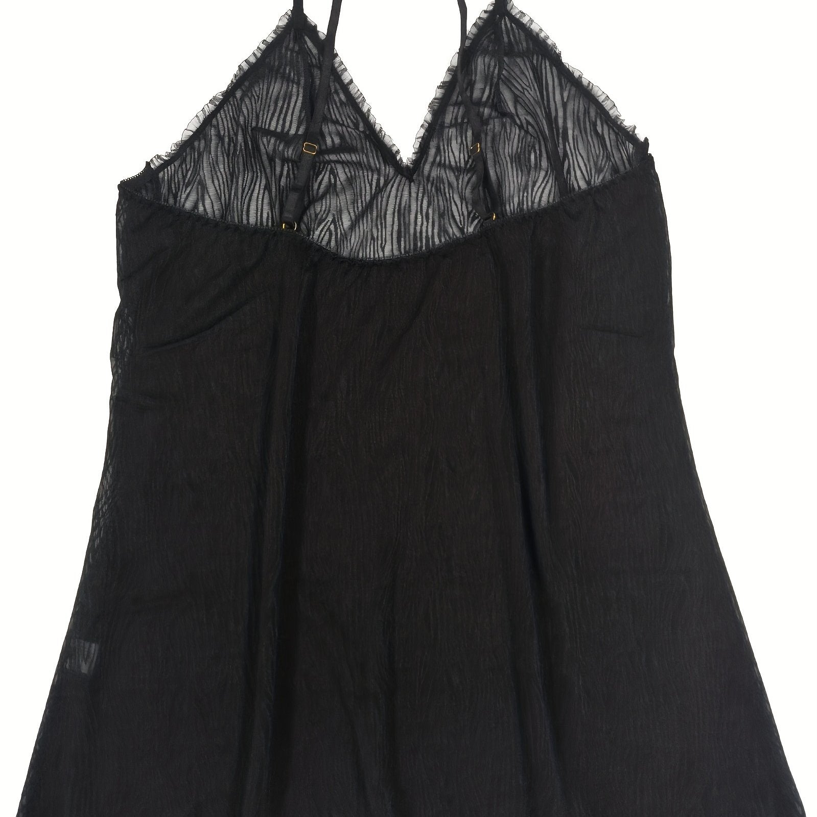  Ruffle Trim Lace Cami Nightdress Women's High Stretch Sleepwear